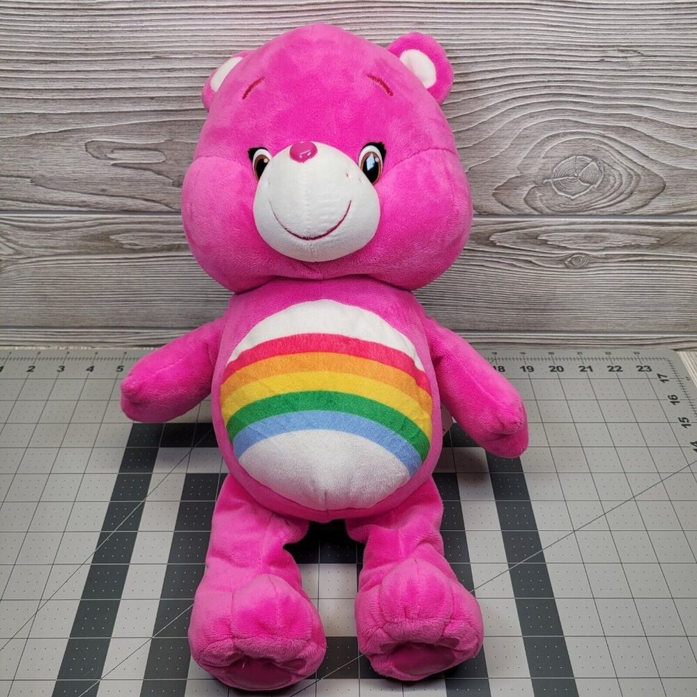 Care Bears Cheer Bear Pink Rainbow Pride Plush Stuffed Animal Just Play 2015 20"